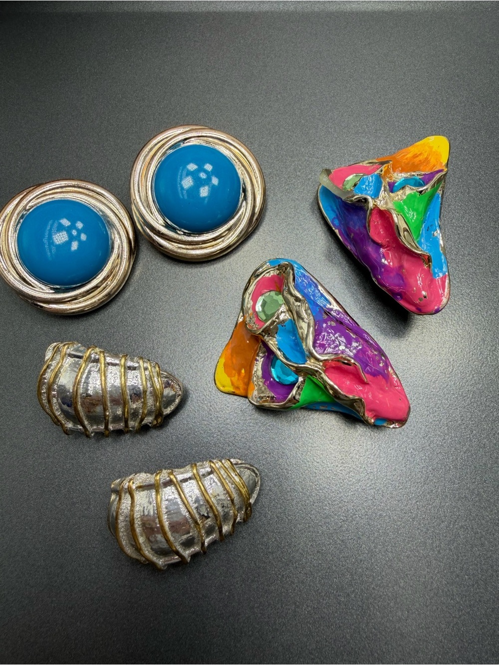 Colorful Statement Clip-On Earrings lot - Bright Multicolor #351UE